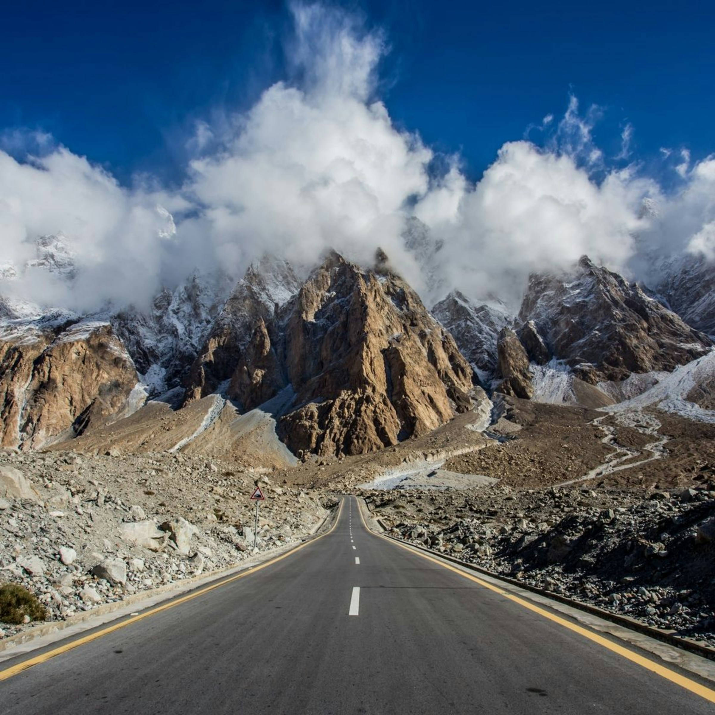 Road leading toward the Passu Cones in Gilgit-Baltistan, Pakistan